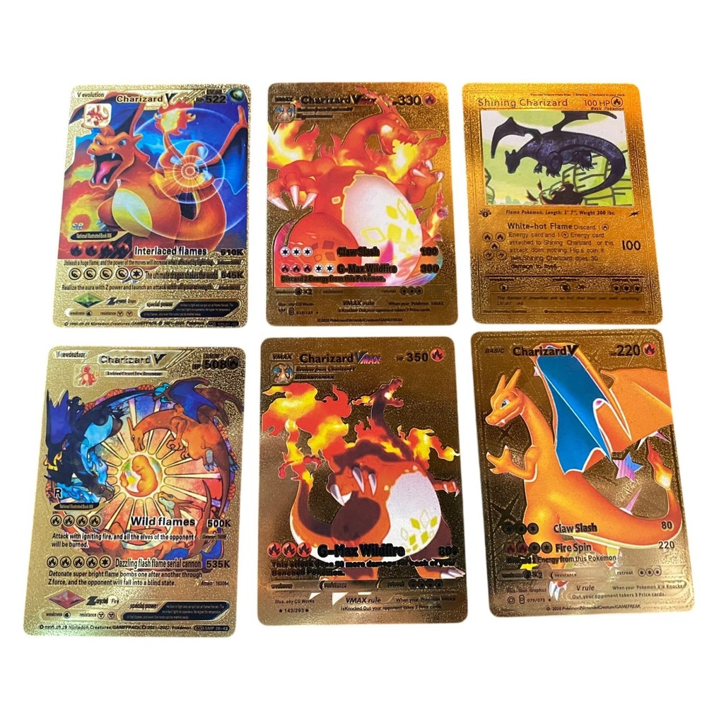 Fan Art Lot of 6 Pokemon Gold Charizard VMAX V Shining V Card‎